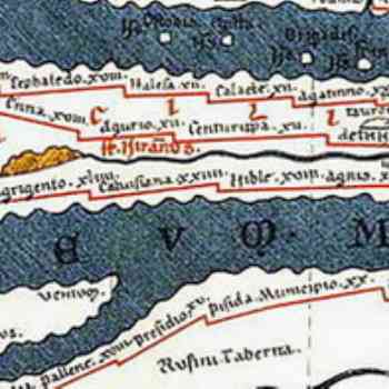 Click para ampliar. Pulsa en el nombre para ver la ficha. Papiro Artemidoro 12 - Sicilia en la Tabula Peutingeriana